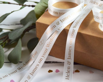 Wedding 15mm Personalised Printed Ribbon - Wedding Gift Wrap - Wedding Ribbon - Anniversary Gift Wrap