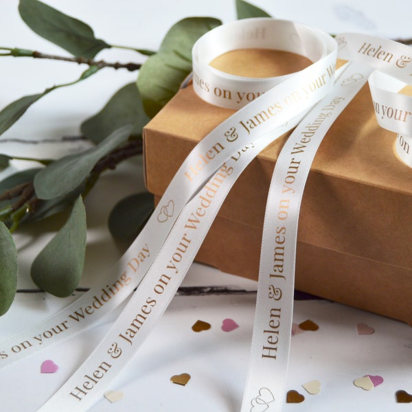 Nastro stampato personalizzato da 15 mm per matrimonio - Confezione regalo di nozze - Nastro nuziale - Confezione regalo per anniversario