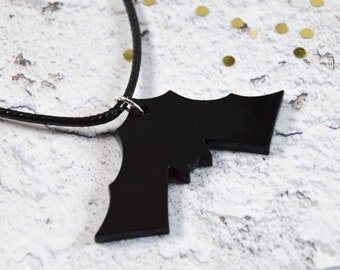Black Bat Acrylic Necklace