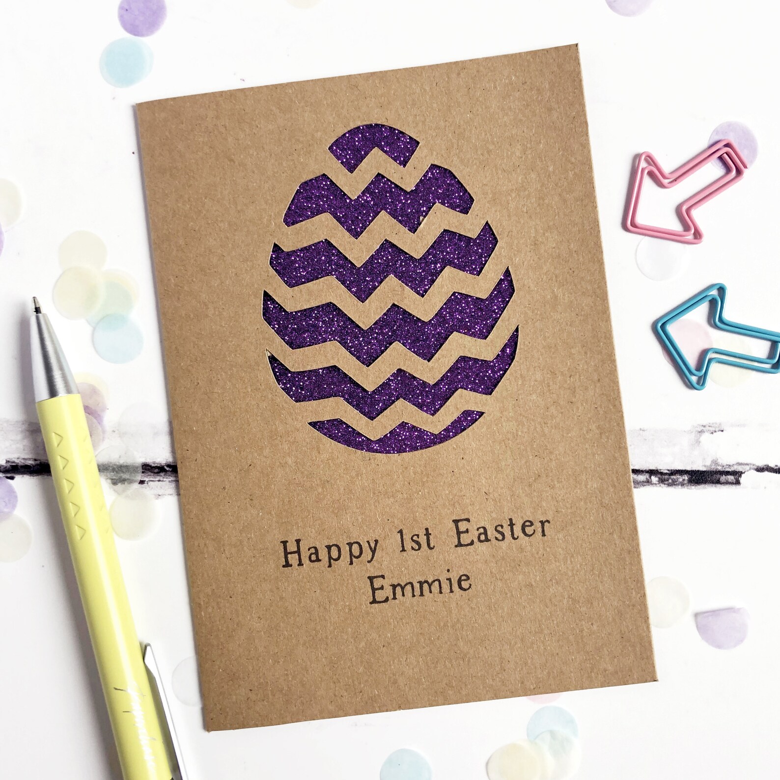 Personalised Easter Egg Glitter Cut Out Card Easter Card Etsy