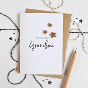 Carte acrylique étoiles petit-fils joyeux anniversaire