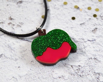 Glitter Poison Apple Acrylic Necklace