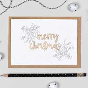 Frohe Weihnachten Worte aus Holz Karte