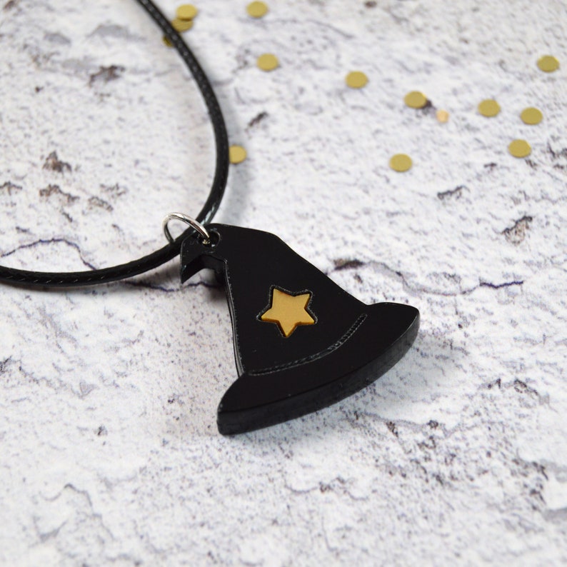 Black Witches Hat Acrylic Necklace - Etsy