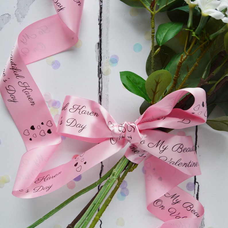 Valentine's Day 48mm Personalised Printed Ribbon Valentine's Gift Wrap Valentines Ribbon Valentine's Day Gift Customisable Ribbon image 4