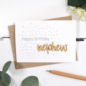Happy Birthday Nephew Wooden Words Card