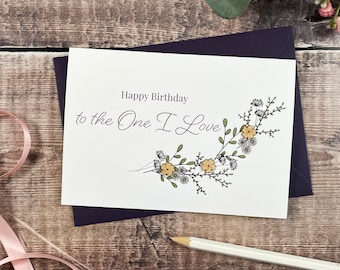 Happy Birthday to the One I Love Wooden Botanical Card