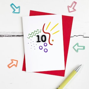 Carte d'âge acrylique 10e anniversaire Doodle