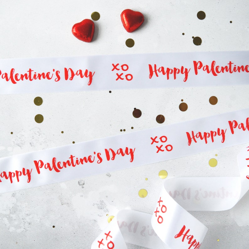 Valentine's Day 48mm Personalised Printed Ribbon Valentine's Gift Wrap Valentines Ribbon Valentine's Day Gift Customisable Ribbon image 3
