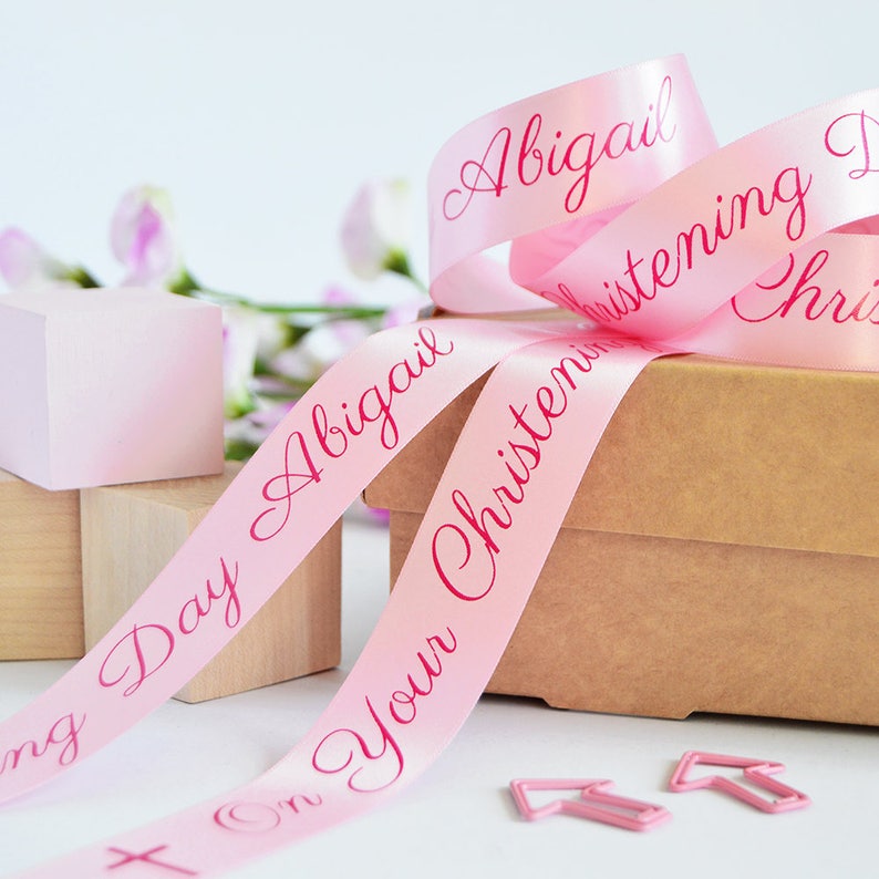Christening 25mm Personalised Printed Ribbon Christening Etsy UK