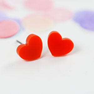 Red Heart Acrylic Stud Earrings