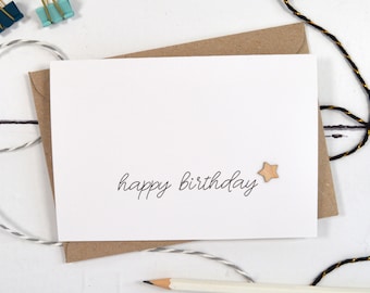 Happy Birthday Wooden Star Card