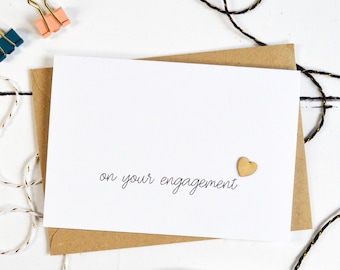 On Your Engagement Wooden Heart Card