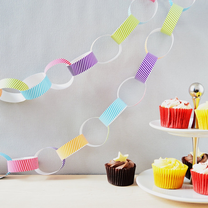 Striped Paper Chain Kit Birthday Party Decorations Etsy
