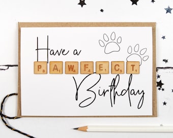 Have a Pawfect Birthday Wooden Tiles Card