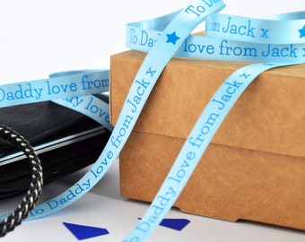 Father's Day 10mm Personalised Printed Ribbon - Father's Day Gift Wrap - Present for Dad - Best Dad - Gift for Grandad