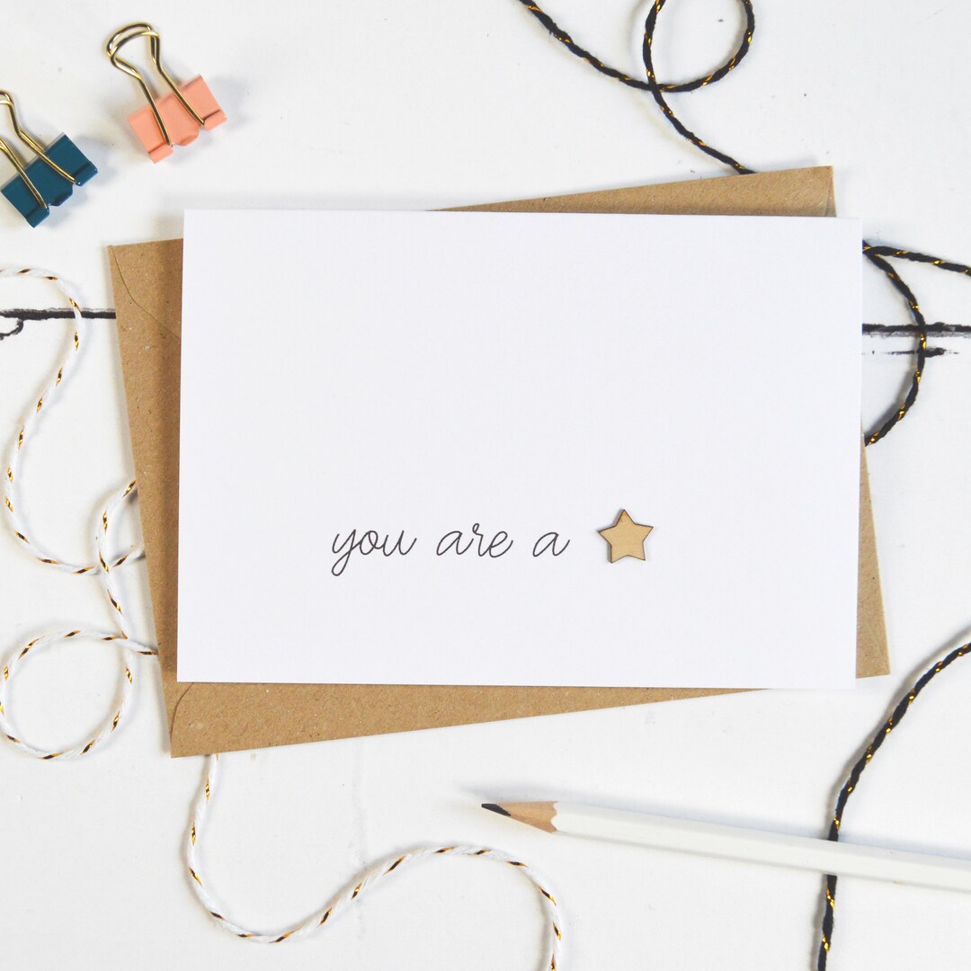 You Are A Star Wooden Star Card - Etsy