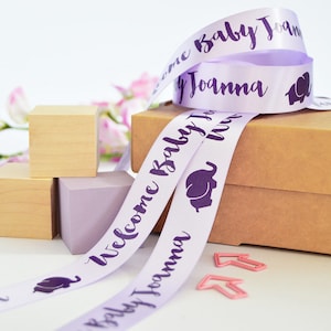 New Baby 25mm Personalised Printed Ribbon New Baby Gift Wrap Personalised Baby Gift Personalized Ribbon Baby Ribbon Baby Shower image 1