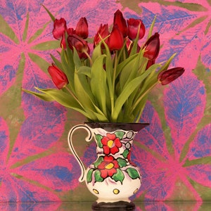 Red Tulips Art Photo Cards | Art Deco Vase Card | Unique Tulip Card | Heartycards | Birthday Celebration Flower Love You Card | Tulip Card
