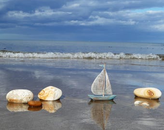 Wooden Boat Art Photo Card | Sailing Boat Yacht Card | Birthday Boat Card | Heartycards | Beach Boat Card | Unique Wooden Model Yacht Card