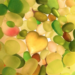 Sea Glass Art Heart Photo Card | Birthday Heart Sea Glass Card | Sea Glass Heart Photo Card | Unique Love You Beach Glass Card | Heartycards