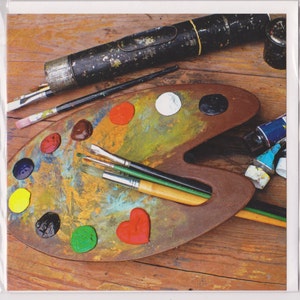Hartfotokaart van het palet van de kunstenaars van de | Vintage kunsthartkaart | Hartkaartjes | Schilders creatieve hartkaart | Unieke Love You-hartkaart