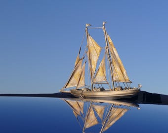 Wooden Boat Photo Card | Sailing Boat Yacht Card | Birthday Boat Photo Card | Heartycards | Beach Boat Card | Unique Wooden Model Yacht Card