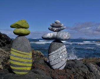 Beach Rock Art Cards | Cairn Painted Rock Photo Cards | Cairn Native Rock Art Card | Birthday Seascape Cairn Cards | Heartycards