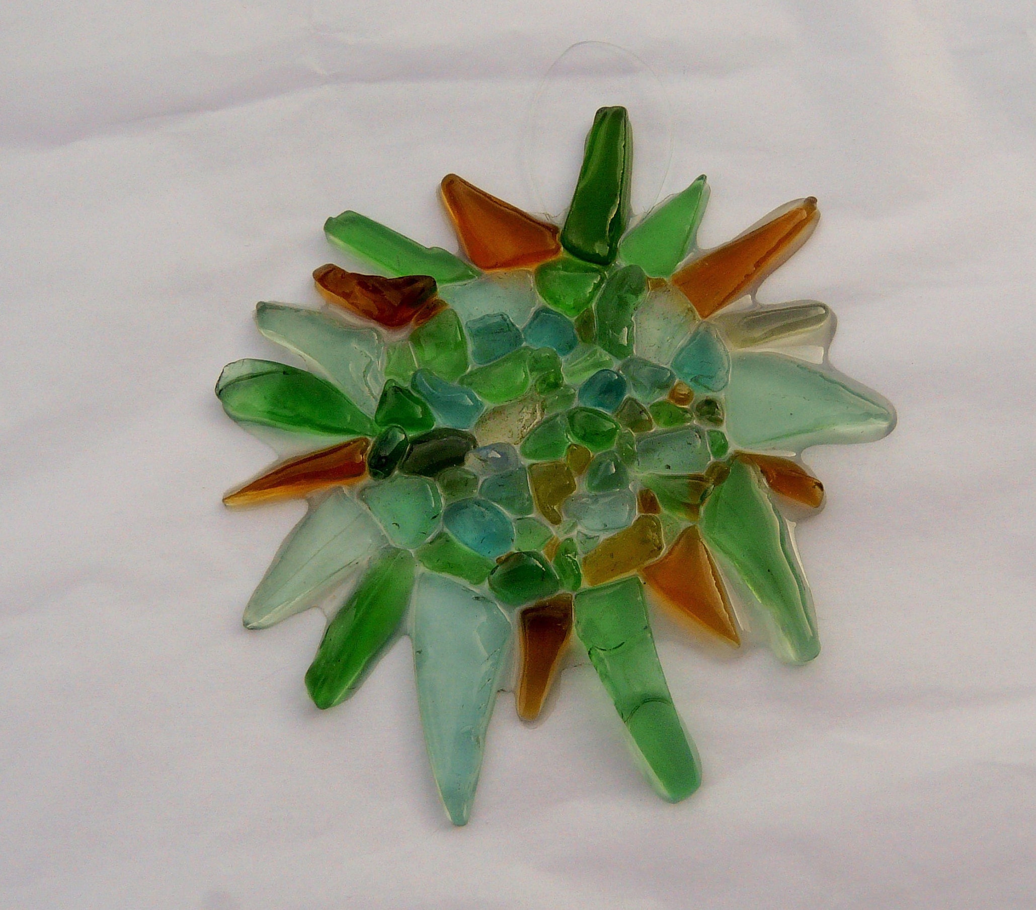 Glass Art Sunflower sea glass art hanging sun catcher birthday