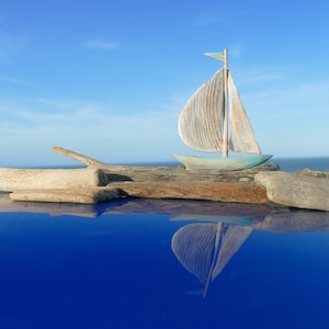 photo en bois d'art de bateau en bois | de yacht de bateau à voile | de bateau d'anniversaire | Cartes Hearty | de bateau de plage | Maquette de yacht en bois unique