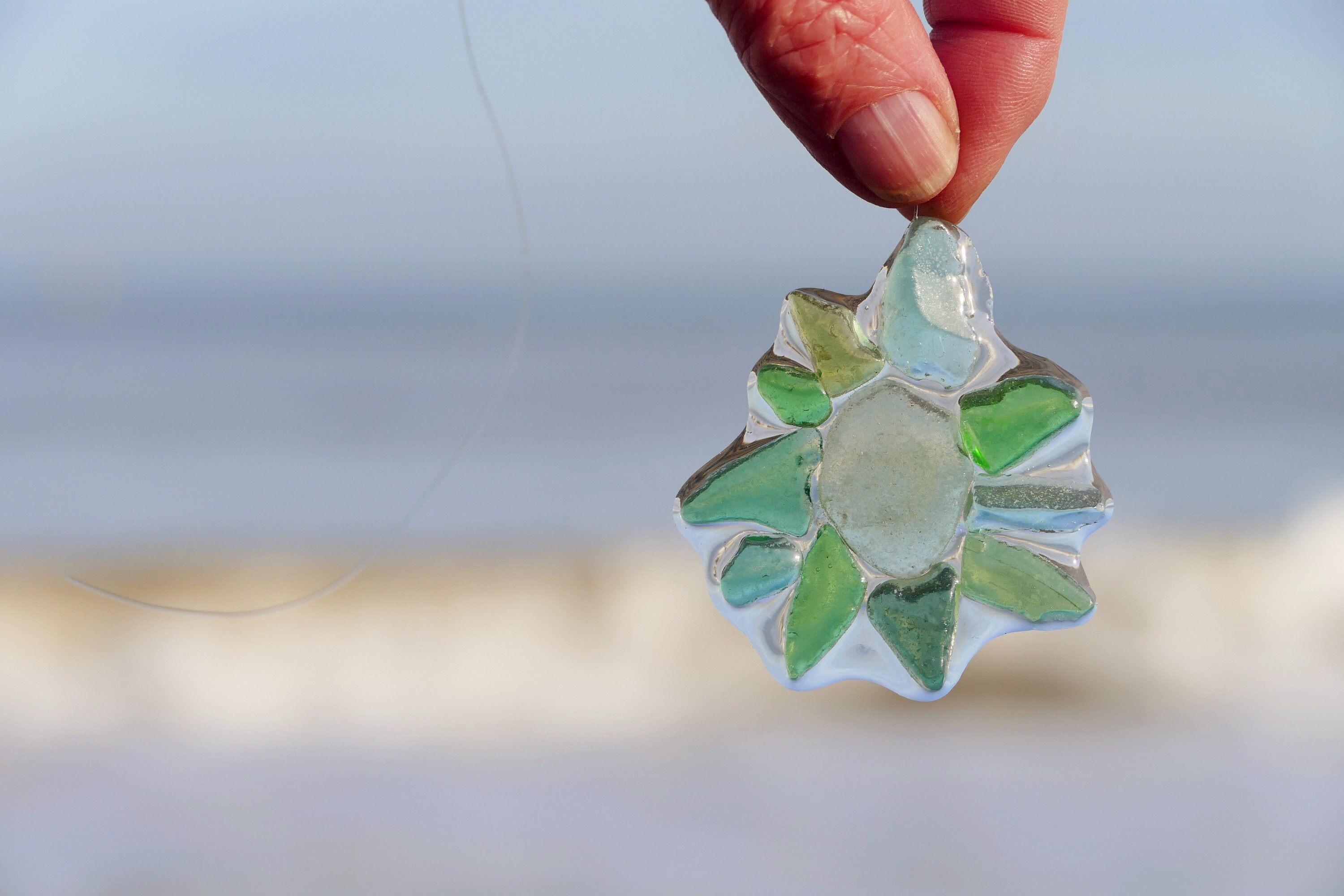 Sea glass flower hanging decoration beach glass art hanging Etsy