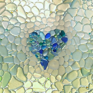 Hartfotokaart met zeeglaskunst | Love You-hartkaarten | Glazen hart kunst verjaardagskaart strand | Unieke hart Moederdagkaart | Hartige kaarten