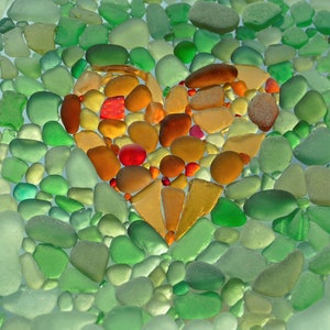 Tarjeta fotográfica con forma de corazón de vidrio marino / Tarjeta de cumpleaños con texto "Te amo" / Tarjeta artística con vidrio marino de playa / Tarjeta única con forma de corazón de vidrio de playa / Heartycards / Tarjeta con forma de corazón