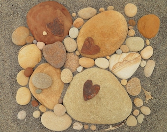 Heart Beach Pebbles Art Card | Seaside Unique Heart Card | Heartycards | Birthday Love Card | Unique Heart Beach Cards | Love You Photo Card