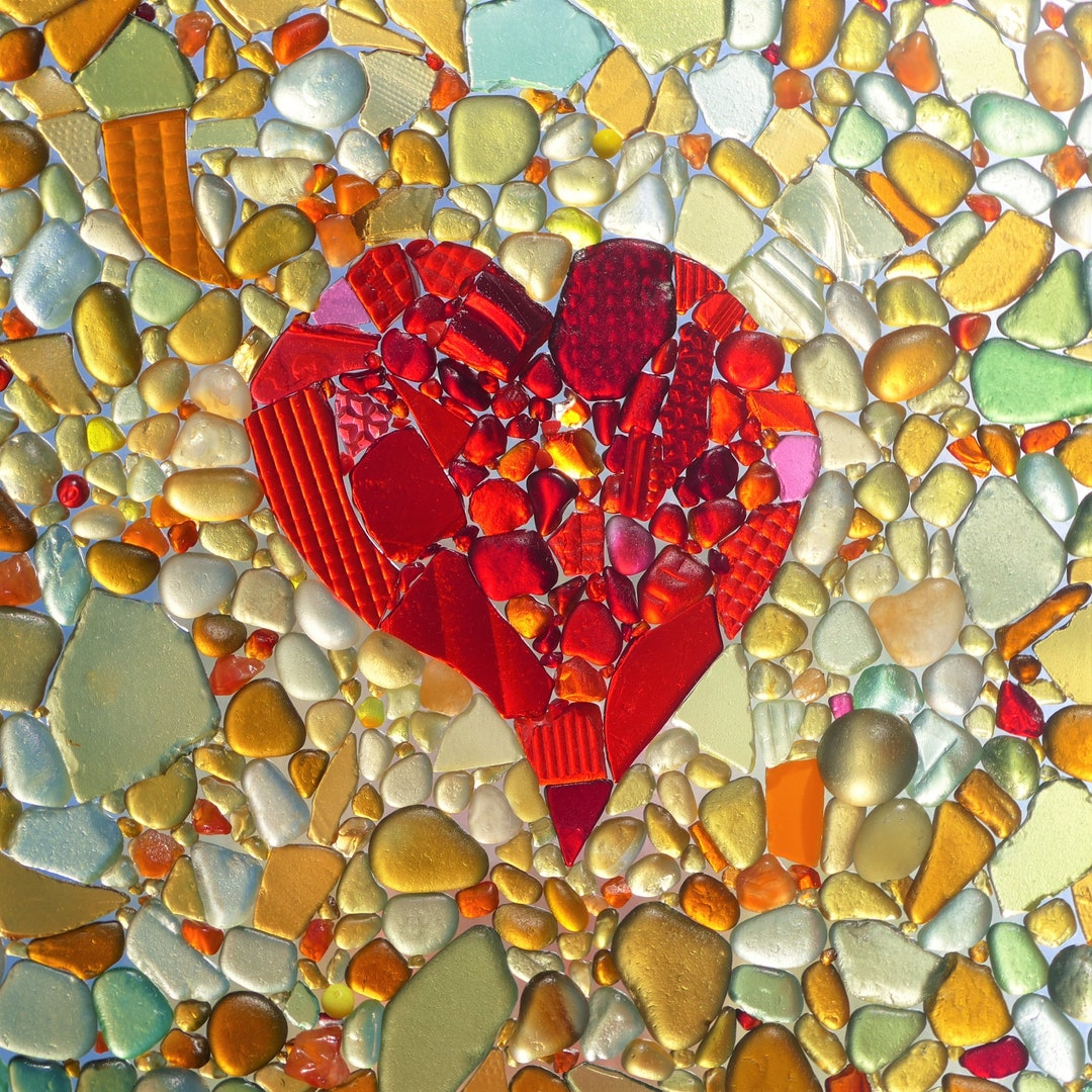 Heart Sea Glass Photo Card | Birthday Sea Glass Heart Card | Unique ...
