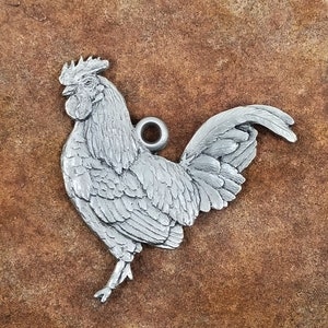 Rooster Pewter Ornament, Pewter Rooster Figurine, Farm Animals, Christmas Ornaments, Chicken Figurines