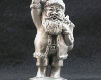Welcome Santa Clause Pewter Figurine, Christmas Figurines, Holiday Figurines