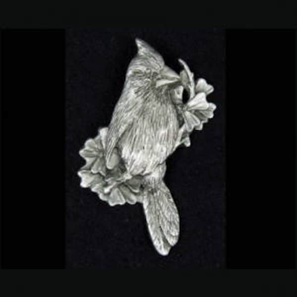 Cardinal Pewter Pin, Cardinal Pewter Brooch, Cardinal Jewelry, Bird Brooch, Bird Pendants, Bird Art, Metal Bird Sculpture, Wildlife Pendants