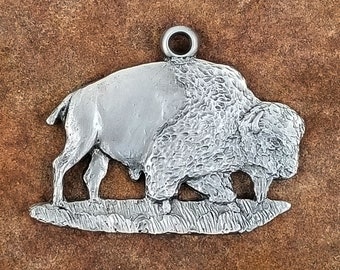 Buffalo Pewter Ornament, Bison Pewter Ornament, Buffalo Metal Figurine, Buffalo Sculpture, Christmas Ornament, Wildlife Ornaments, Nature