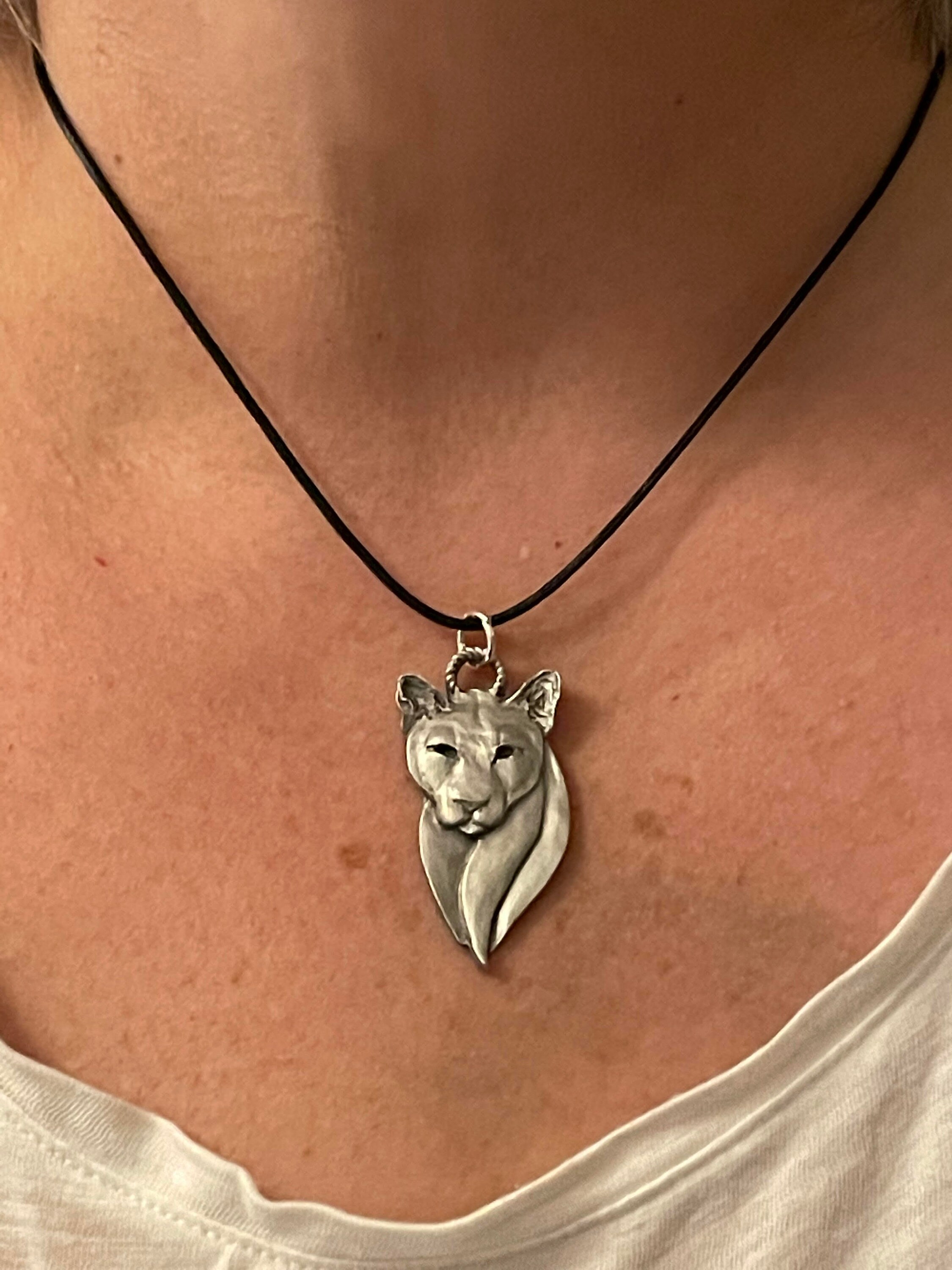 Cougar Pendant Necklace Mountain Lion Jewelry Cat Pendant In Pewter cougar-pendant-necklace-mountain-lion-jewelry-cat-pendant-in-pewter