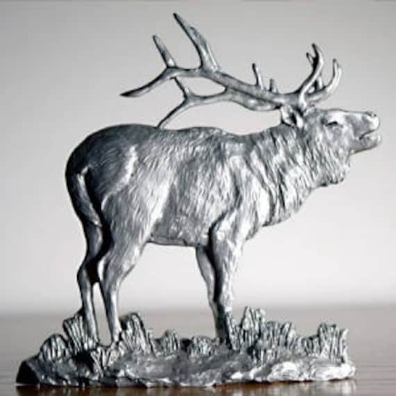 Elk Elk Figurine Pewter Figurines Elk Sculpture Etsy