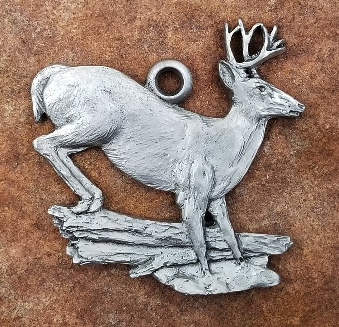 Whitetail Deer Pewter Ornament, Deer Figurine, Deer Sculpture, Pewter