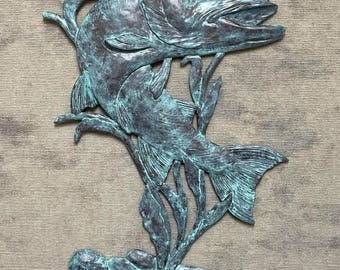 Jumping Musky Wall Sculpture | Musky Wall Decor & Fish Art Figurine | Nature Themed Home Accent