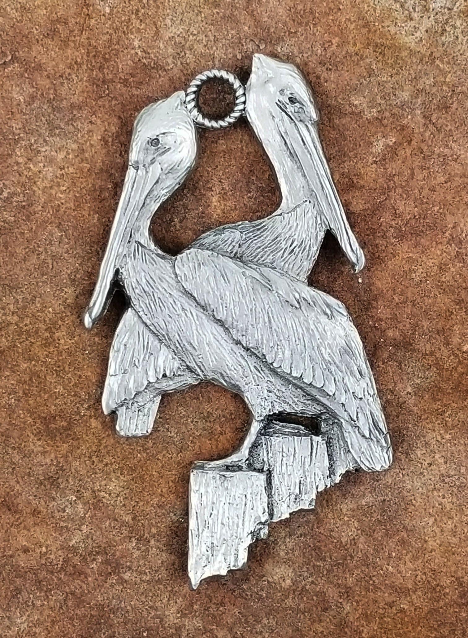 Pelican Pewter Ornament Metal Bird Sculpture Pelican Etsy
