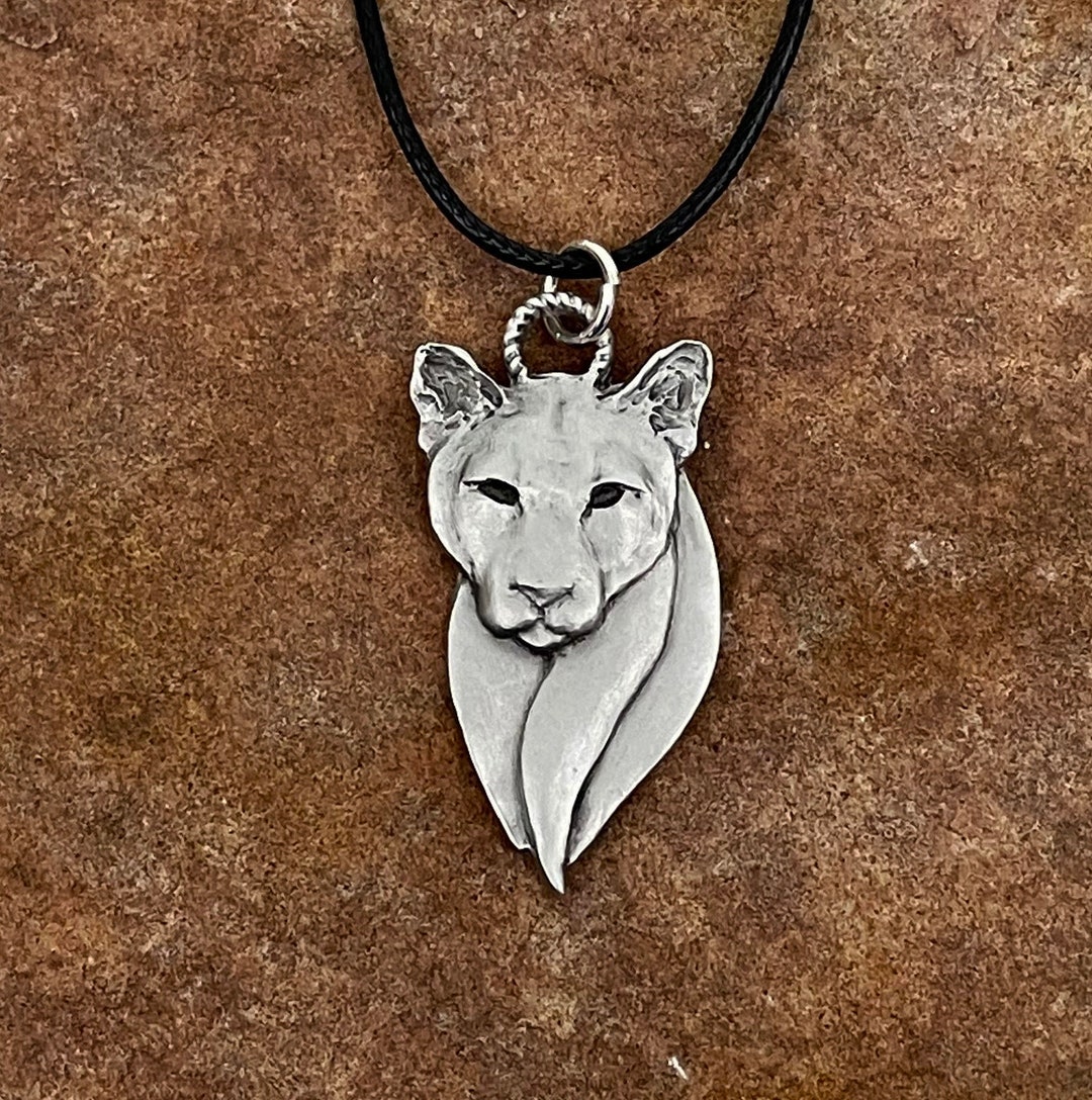 Cougar Pendant Necklace Mountain Lion Jewelry Cat Pendant In Pewter cougar-pendant-necklace-mountain-lion-jewelry-cat-pendant-in-pewter