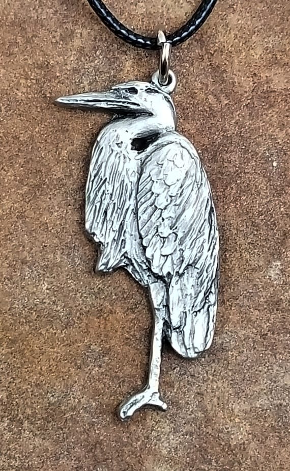 Heron Heron Pendant Blue Heron Necklace Blue Heron Pendant
