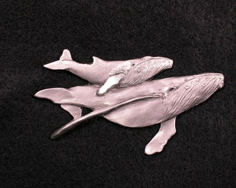 Whale, Whale Pin, Humpback Whale  Brooch, Pewter Pin