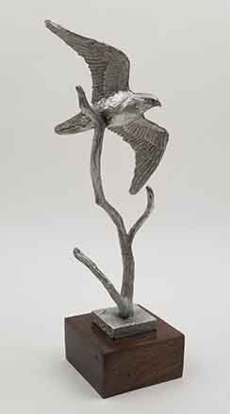 Metal Bird Sculpture Peregrine Falcon Pewter Figurine Etsy UK