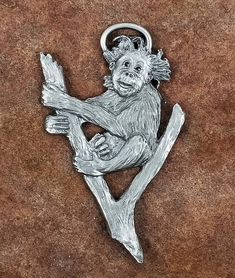 Baby Orangutan Pewter Ornament Miniature Fine Art Pewter Figurine Miniature Sculpture