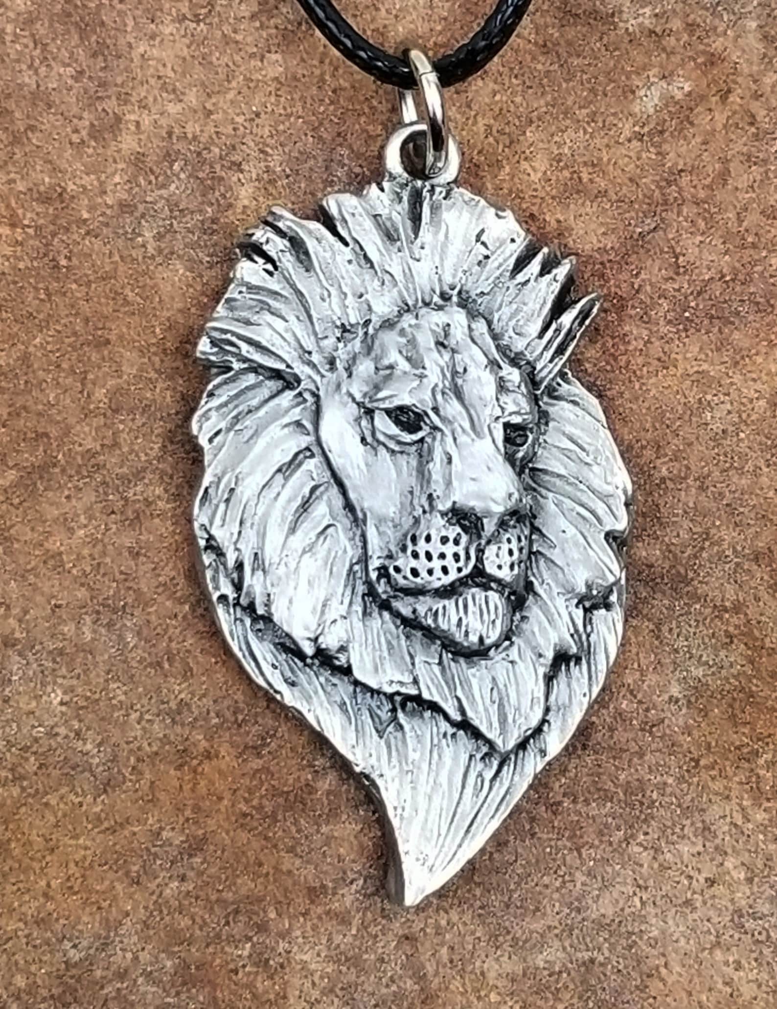 Lion Necklace Pewter Pendant Etsy